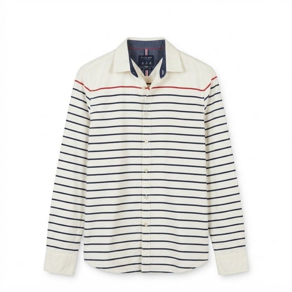 Cactus Man Ricky Singh Striped Nautical Button-Down Shirt Men's Medium Slim Fit